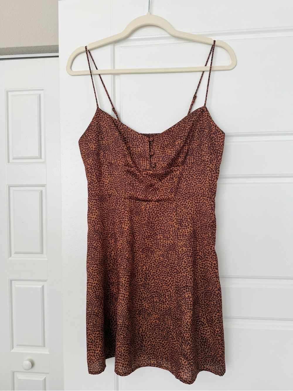 Urban Outfitters Brown Leopard-Print Slip Mini Dress